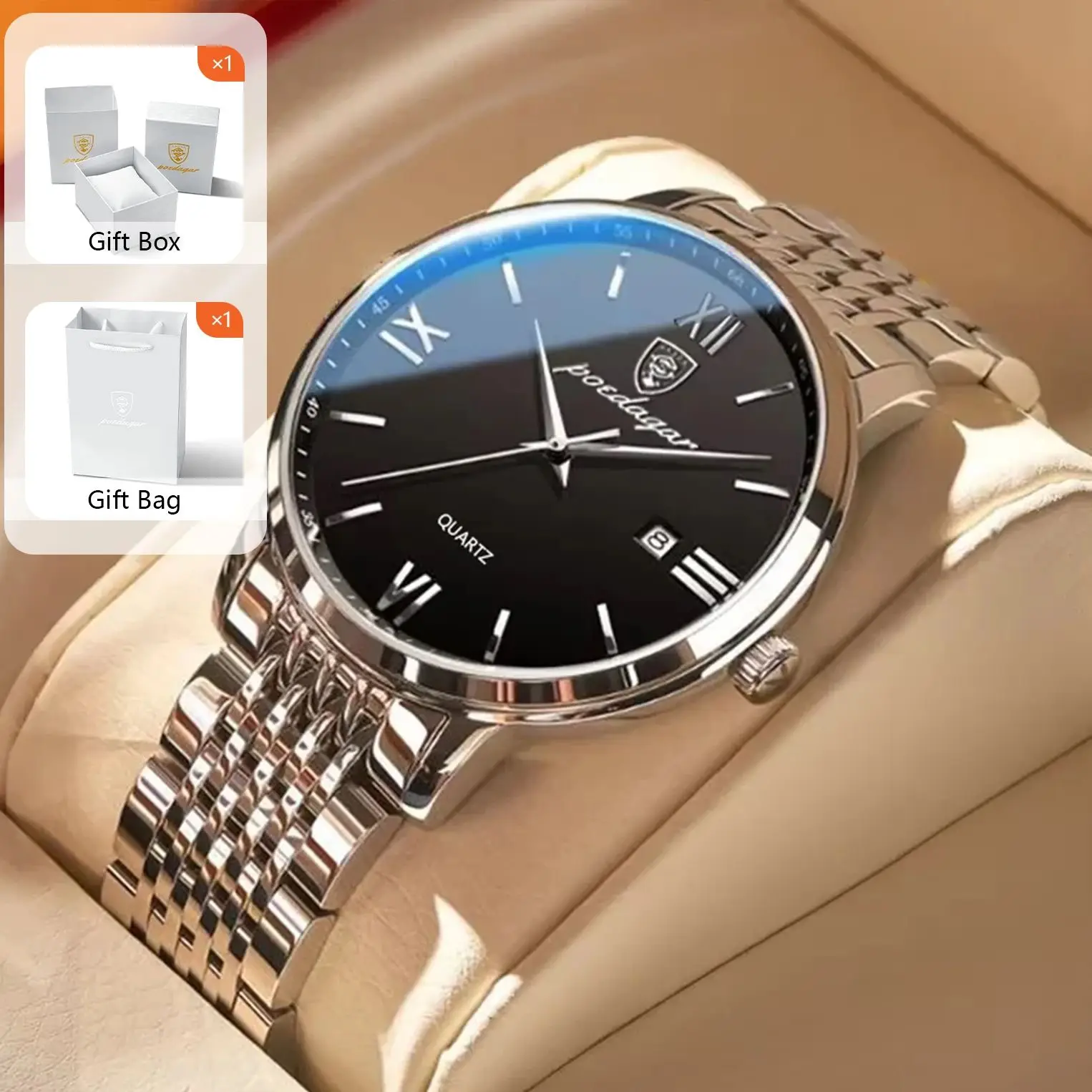 

POEDAGAR оригинальные модные мужские часы, водонепроницаемые мужские часы из нержавеющей стали с датой, роскошные повседневные кварцевые мужские наручные часы Reloj + коробка