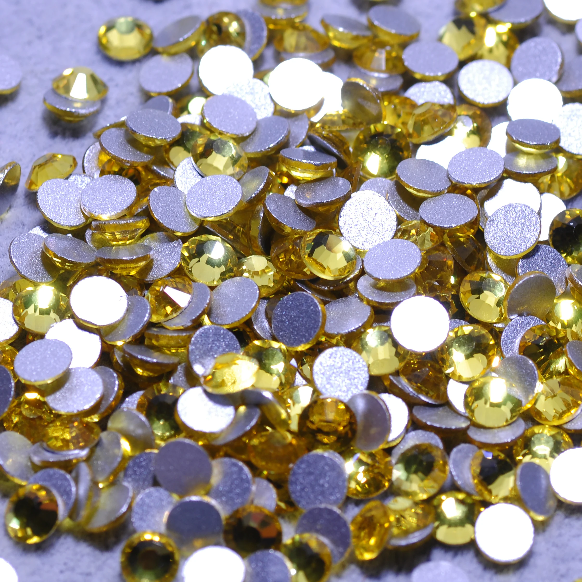 PUBRILEX Citrinfarbene, nicht Hotfix-Strasssteine mit flacher Rückseite, glitzernder Kristall-Strassstein für Kleidungsstücke, Bastelarbeiten, Nagelkunst-Dekoration