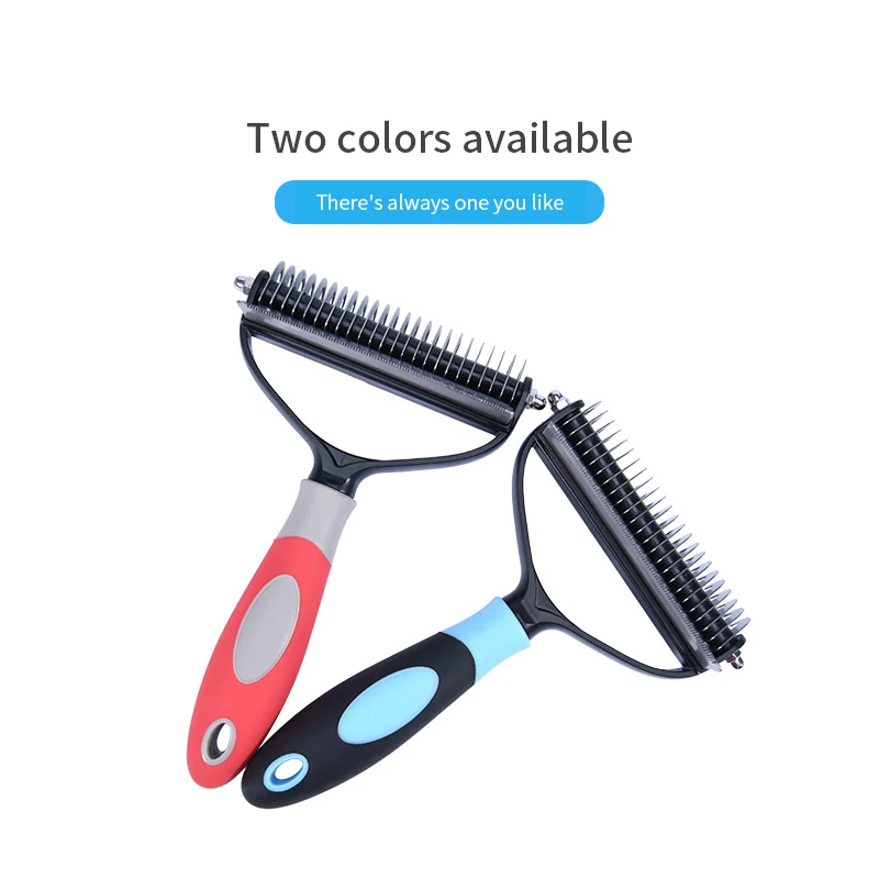 Professional Pet Deshedding Brush 2 Sided Dematting Dog Comb Cat Brush Rake Puppy Grooming Tools Undercoat Shedding Flying Hair