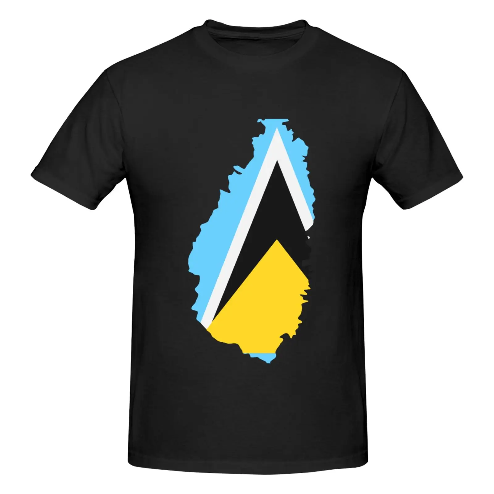 خريطة العلم لسانت لوسيا الكلاسيكية تي شيرت فستان قمصان للرجال هدية مخصصة تنفس القطن في الهواء الطلق بسيط خمر بلايز عادية المحملة