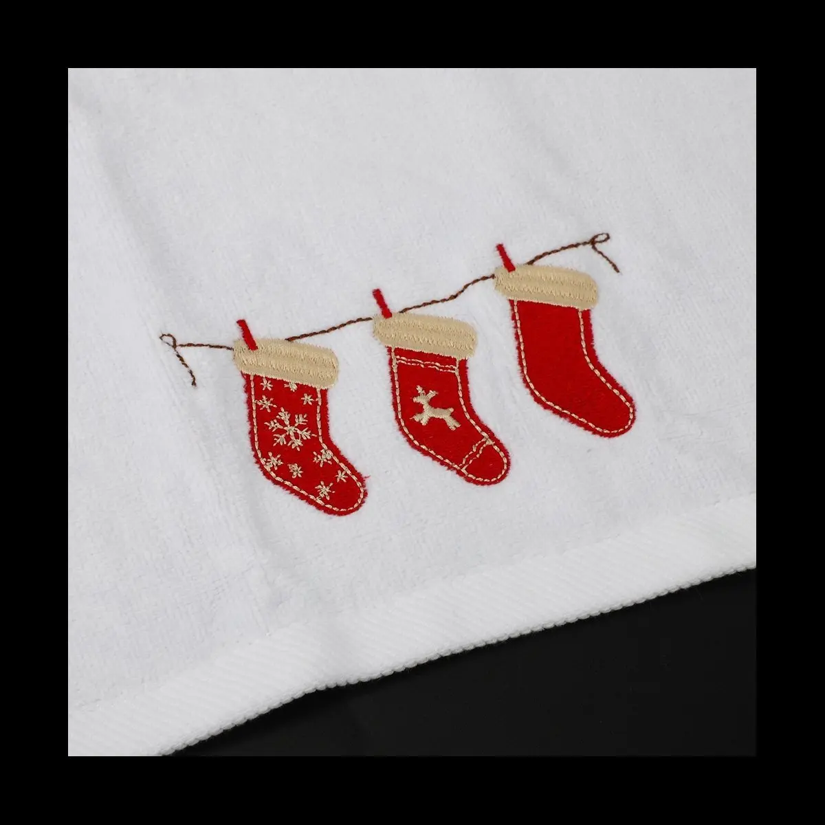for 2X Christmas Series Cotton Towels Christmas Bells Christmas Tree Stockings Towels Decoration Gifts Embroidered Towels