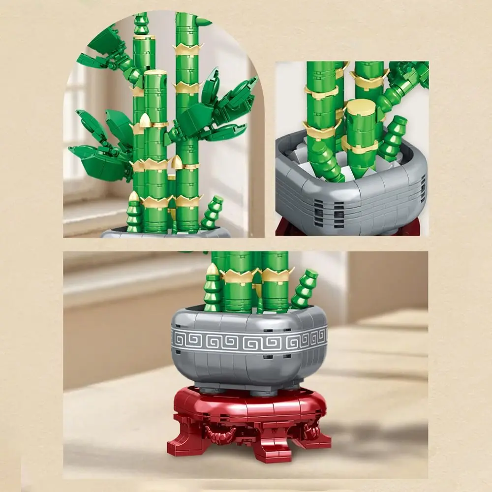 

Plastic Artificial Flowers Building Blocks Desktop Ornaments Home Decoration Bonsai Assembly Model Block DIY Plant Puzzle Blocks