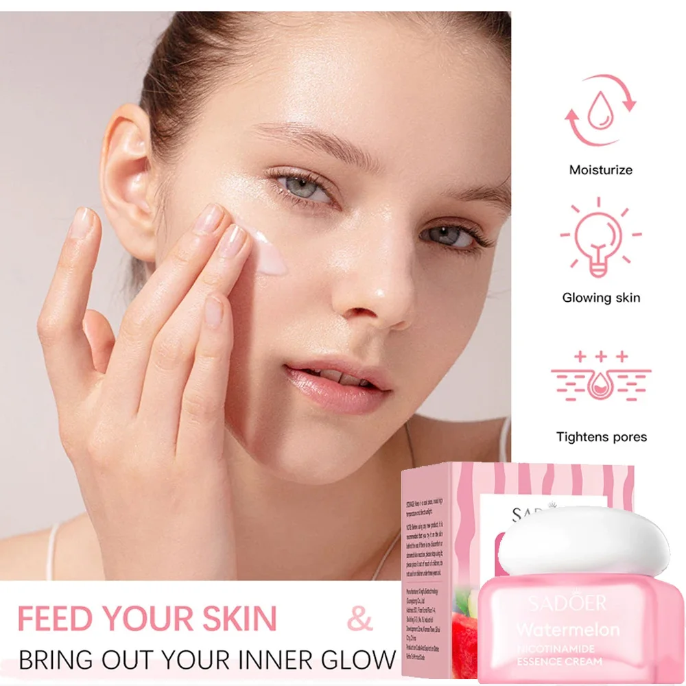 Watermelon Niacinamide Serum Facial Glow Cream Makeup Primer Hydrating Essence Lightweight Moisturizing Facial Eye Skin Care Set