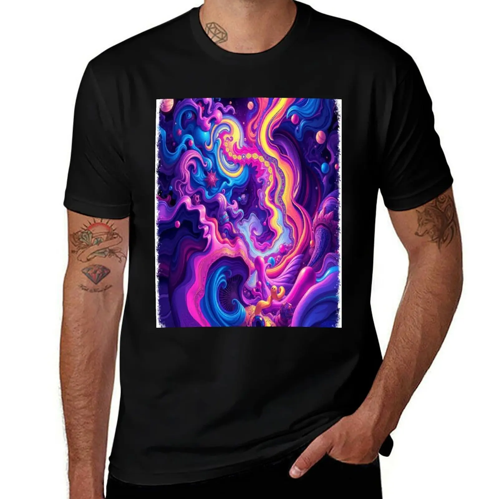 

Vibrant Abstract Dreamscape – Flood of colors meets dynamic forms in surreal harmony T-Shirt baggy shirts sweat shirts, men
