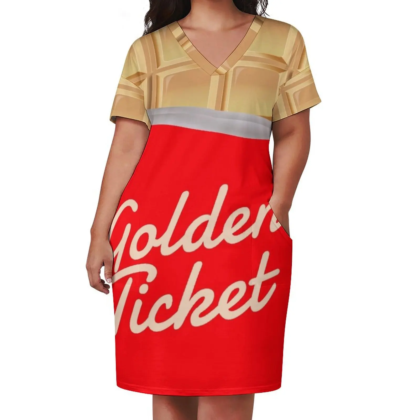 Golden Ticket Chocolate Loose Pocket Dress Evening dresses birthday dress for women luxury 2025