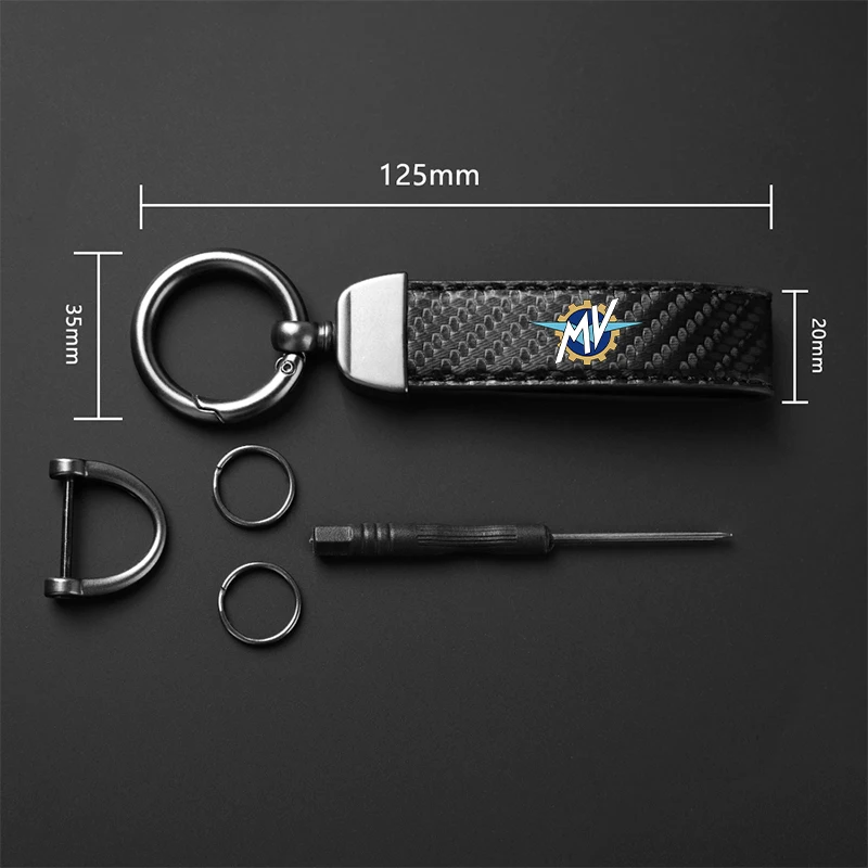 For MV Agusta F3 675 800 Brutale 800 1000 High-Grade Carbon Fiber Motorcycle Keychain Holder Keyring