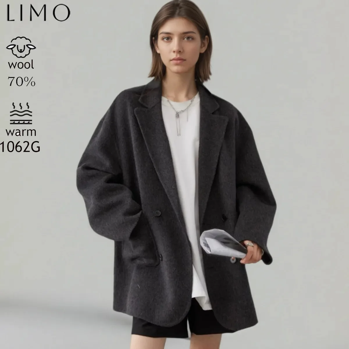 

LIMO 2025 Autumn Elegant Wool Double-Sided Woolen Coat for Women Handmade Blazer Style Woolen Overcoat