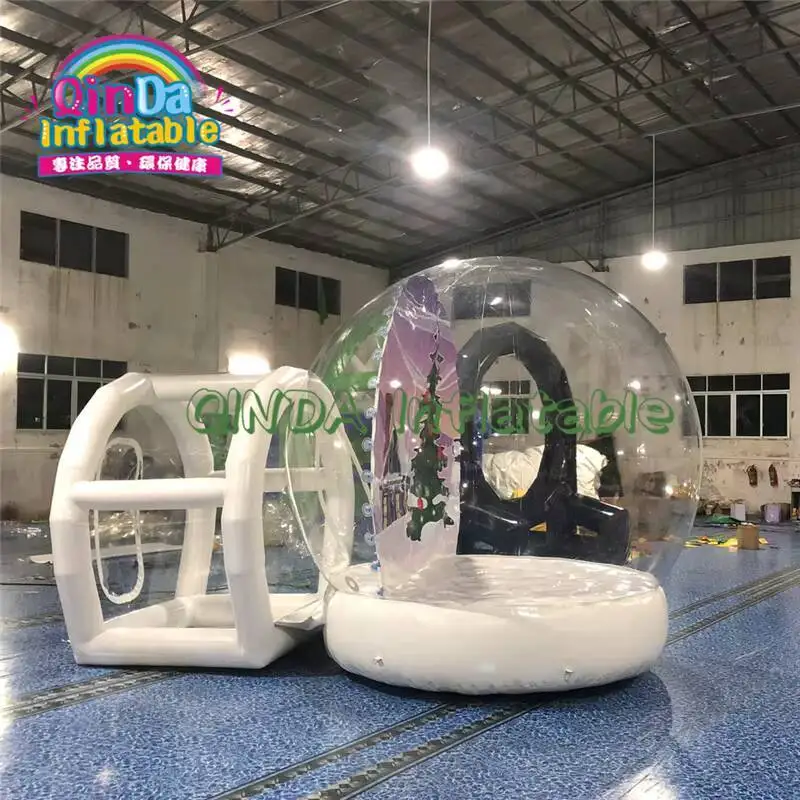 Chrsitmas Party Transparent Inflatable Dome Bubble Tents,Clear Pvc Inflatable Snow Globe With Tunnel Enter