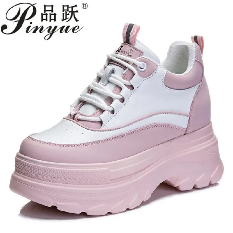 

Женская повседневная обувь из натуральной кожи 8 см, массивные кроссовки на платформе, на танкетке, на скрытом каблуке, женские осенне-летние кроссовки 34-39