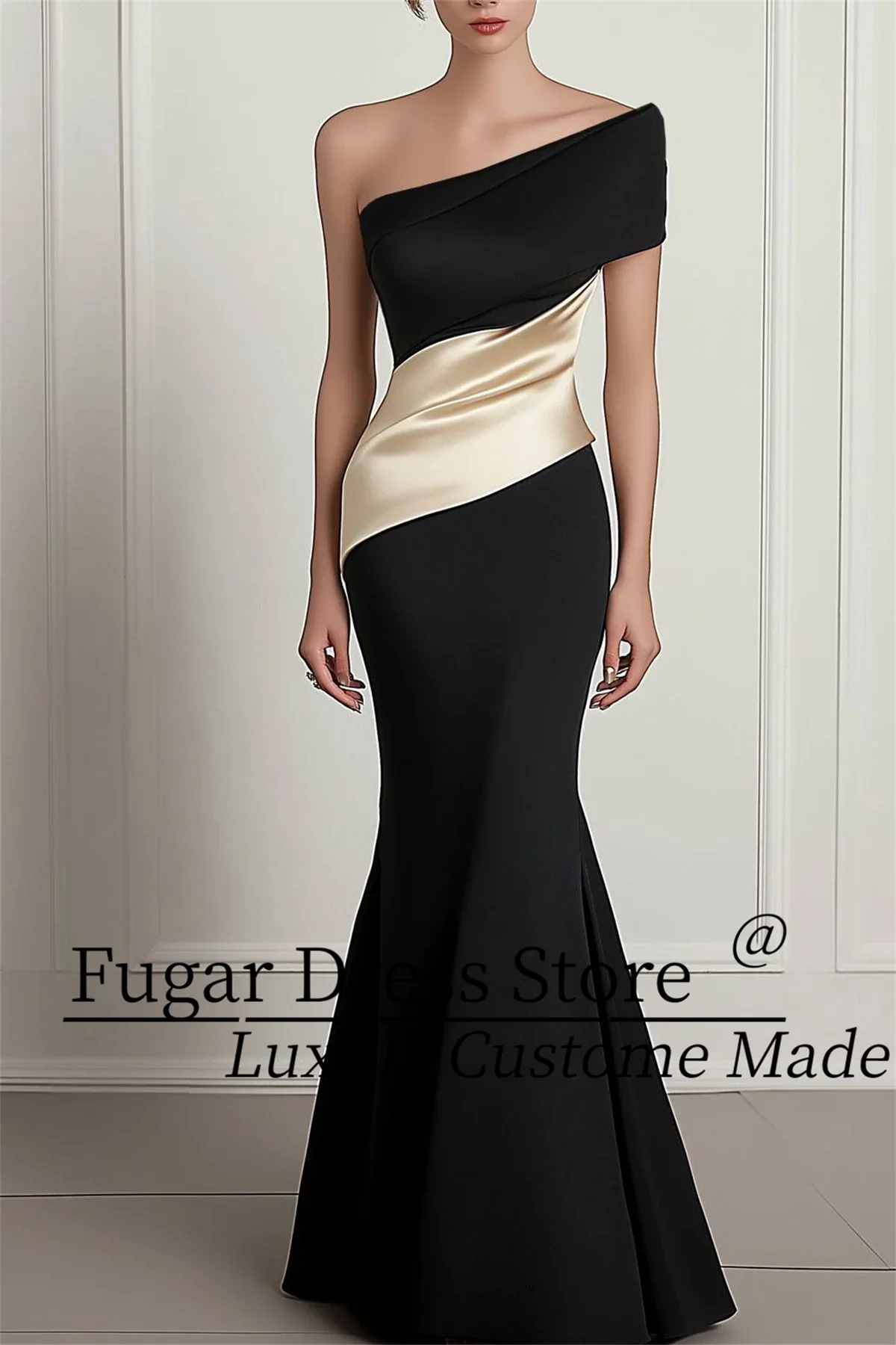 

TIANTIAN Formal Evening Prom Dress Sexy One-Shoulder Color-block Mermaid Floor-Length Dress платье на выпускной
