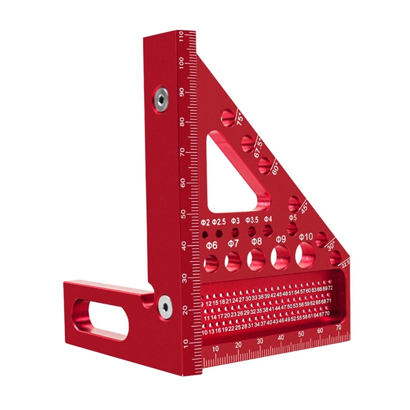 Квадратный транспортир для деревообработки, квадратный транспортир для деревообработки с дюбельными штифтами, треугольная линейка из алюминиевого сплава, угловой наконечник