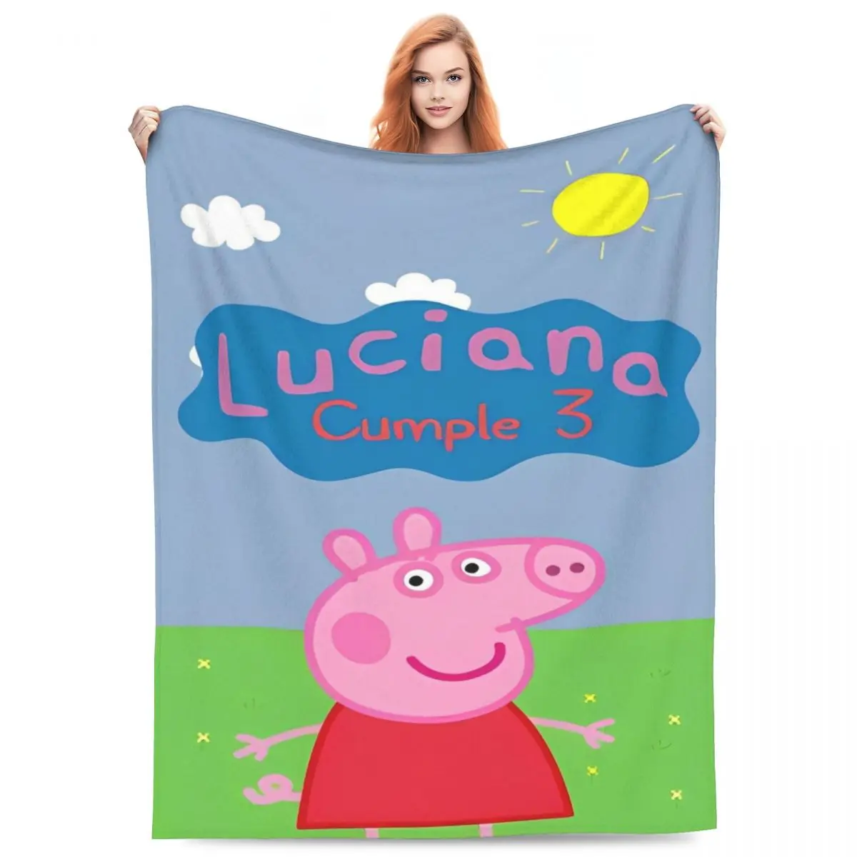 Peppa Pig-Couverture de famille en velours, confortable, super douce, pour chambre à coucher, lit chat