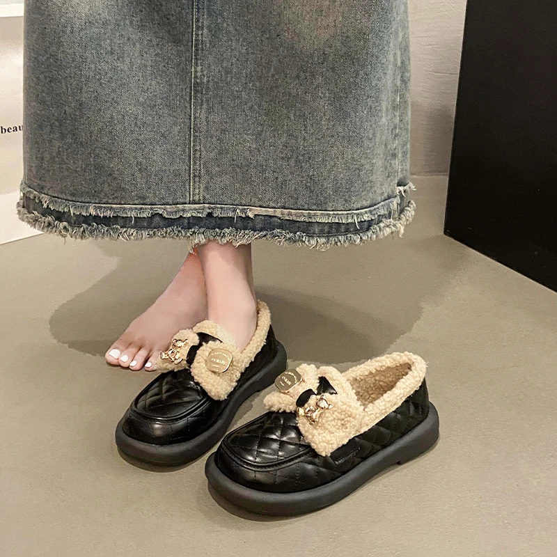 Slip On Shoes For Women Loafers Fur Casual Female Sneakers Bow-Knot Slip-on Driving Winter New Butterfly Moccasin  Bow-Knot Loaf