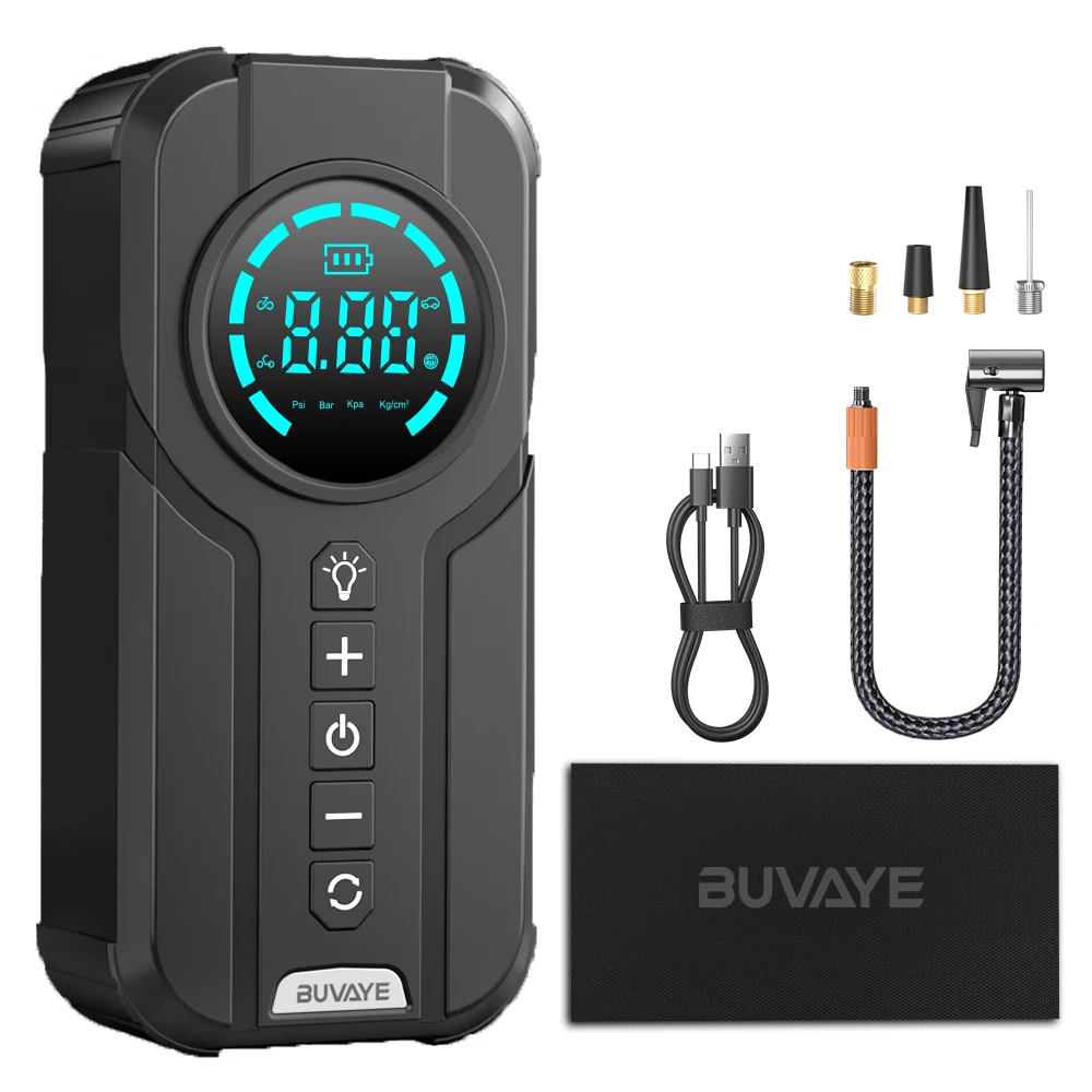 

BUVAYE Wired Car Inflator Tire Pump Air Compressors & Inflators Portable Tire Inflator Digital Air Compressor with 3M Power Cord