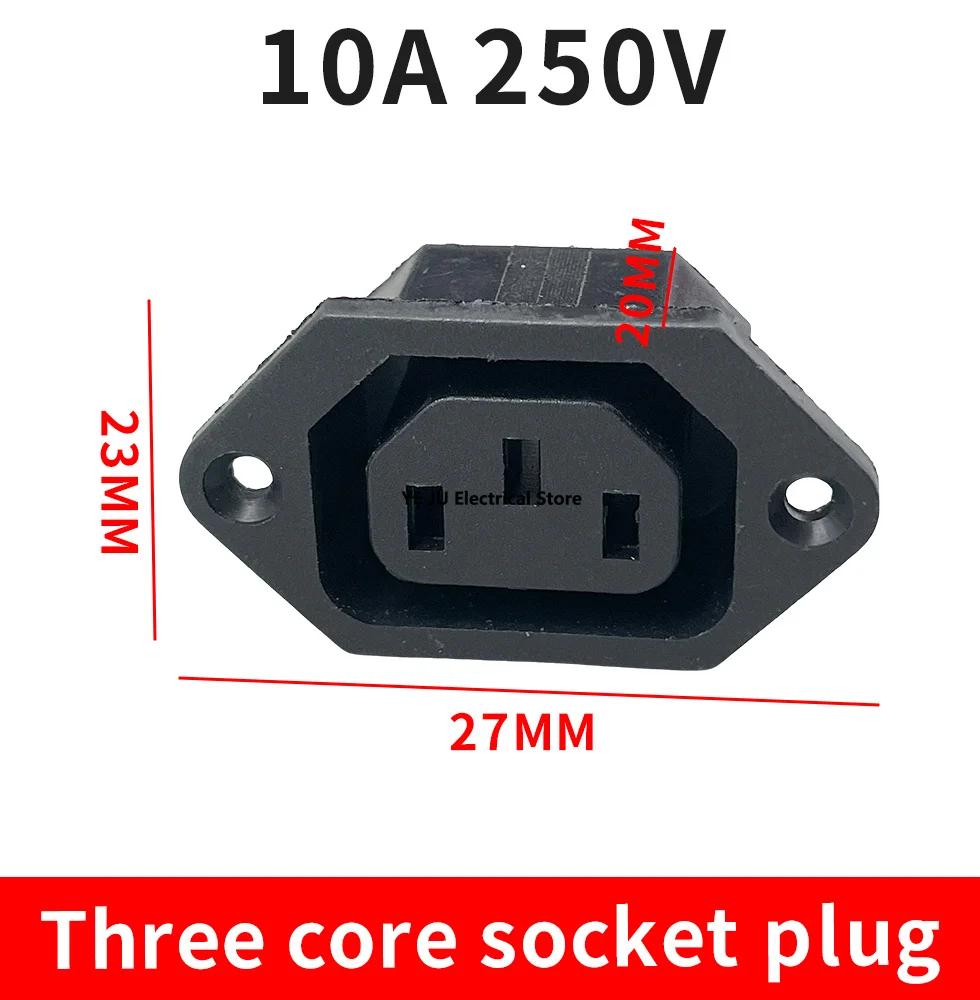 1PCS IEC320 10A 250V Black Male female docking Plug Connector Rewireable C13 C14 Plug Rewirable Power Konektor 3 Pin AC Socket