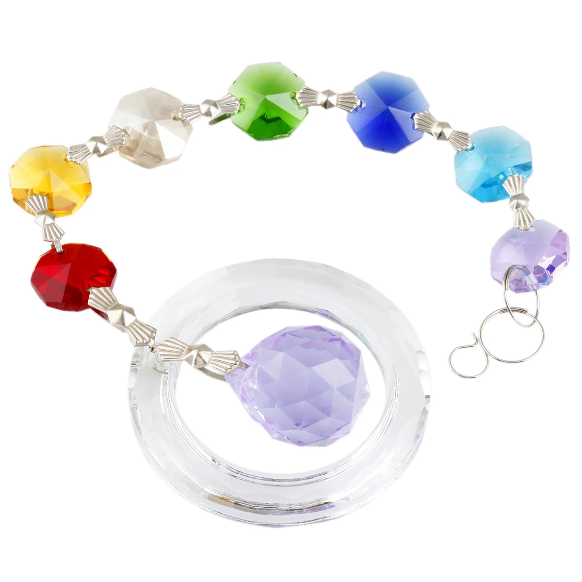 7 Chakra Colors Crystal Glass Ball Pendant Chandelier Tassel Suncatcher Jewelry Decoration Accessories