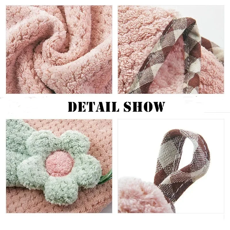 Hangable Coral Fleece Absorbent Flower Soft Hand Towels Kitchen Bathroom Cleaning Towels Non-linting Sun Flower Towels