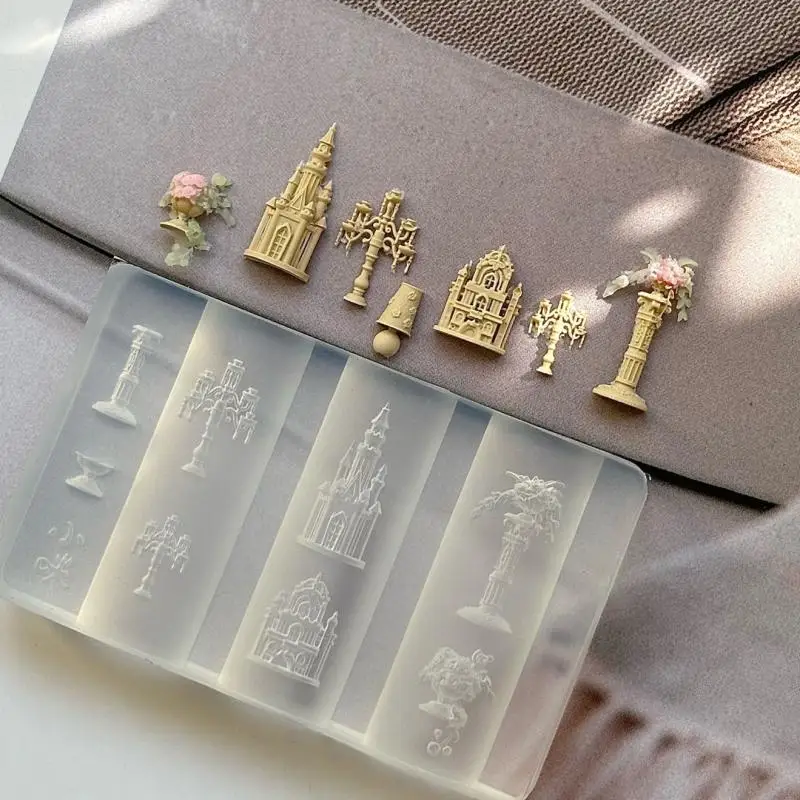 DIY Nail Art Decor Stamping Plates Manicure Tools 3D Silicone Nail Mold Flower Bow Butterfly Nails Templates Transparent Mold