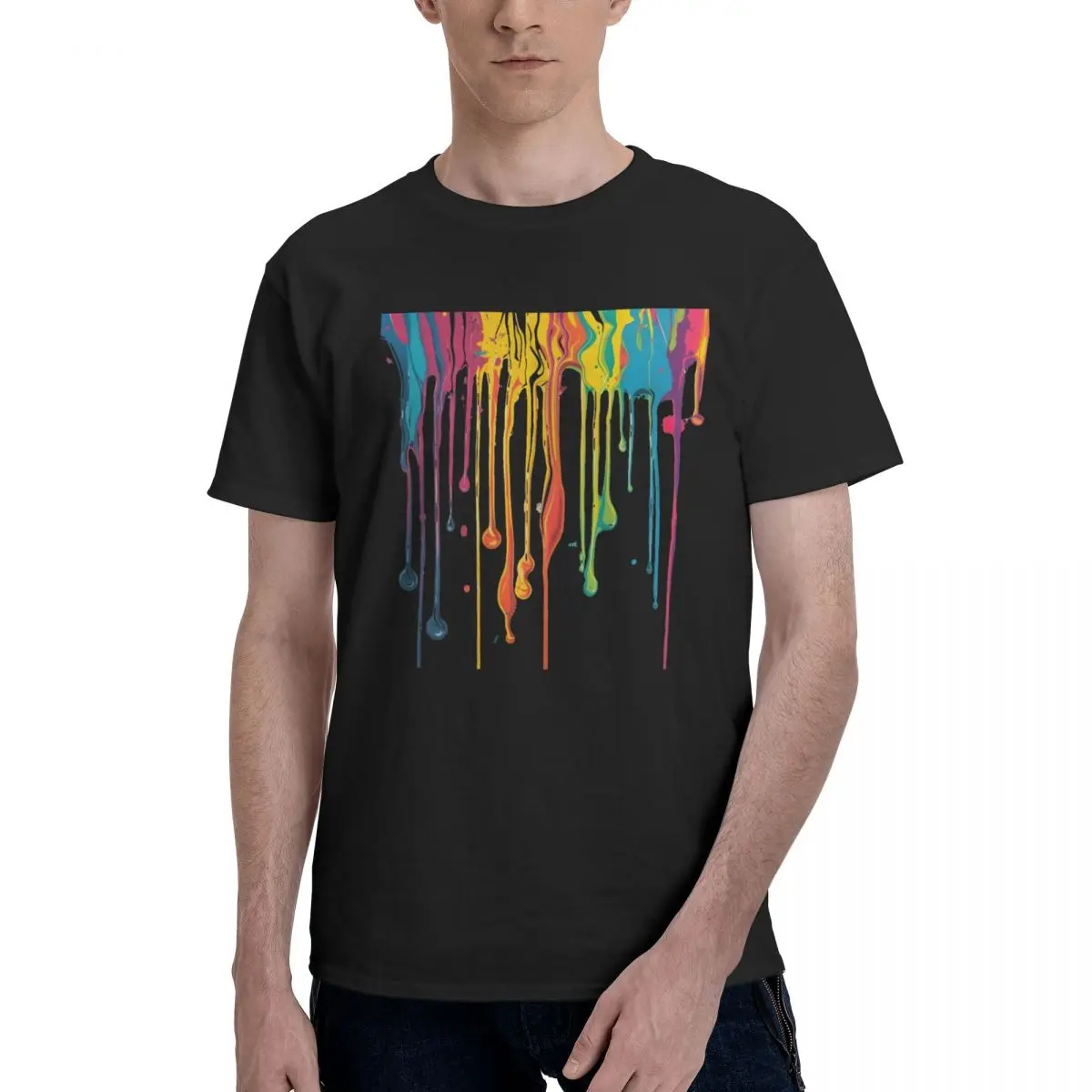 Colorful Drip Art Design Sports Title premium T-shirts High quality Activity competition Eur Size