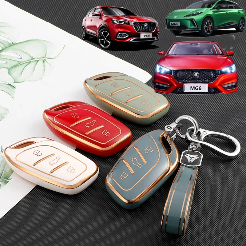 TPU keycaseFor MG4 MG5/GT MG6 MG ZS EV HS EHS ZX   RX8 MarvelR EV  2021-2023 Keychain Protector Car Key Ring exclusive key case