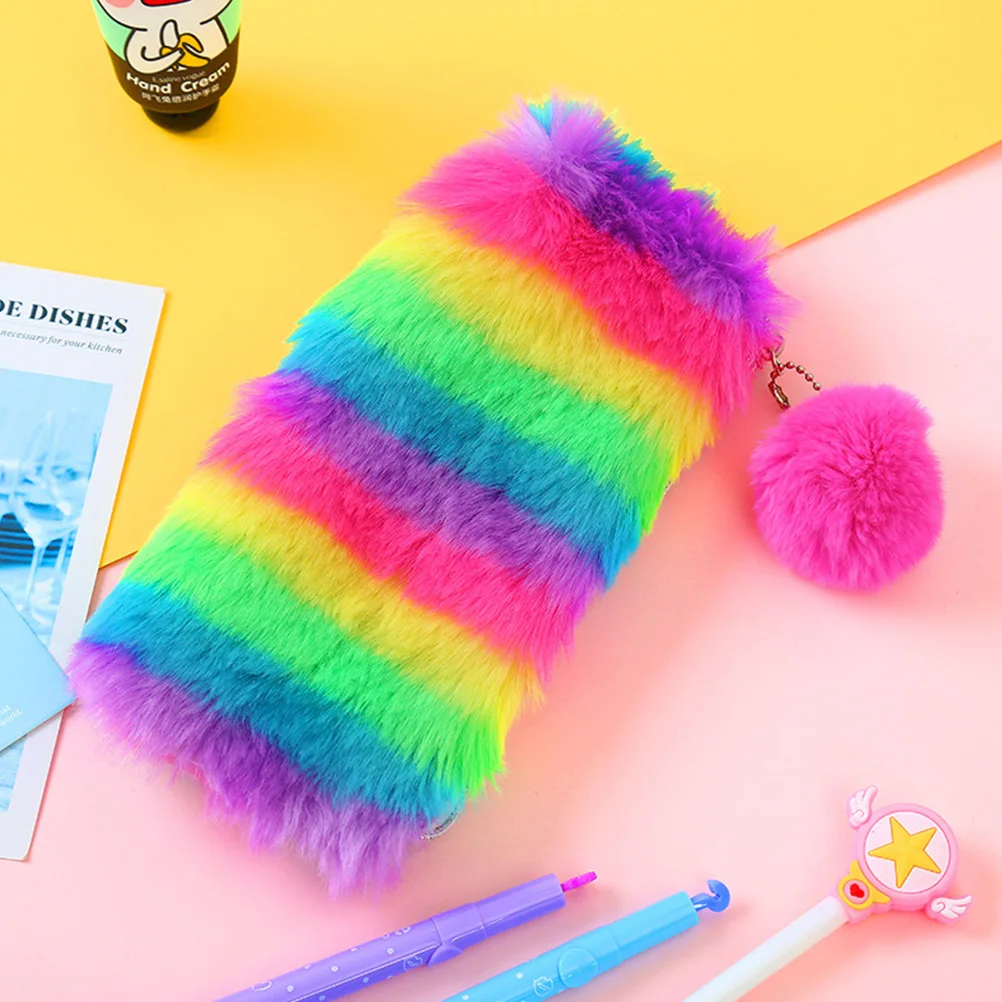 Tęczowy piórnik, uroczy kosmetyczka, kawaii organizer na artykuły piśmiennicze, przenośna saszetka, mała torebka studencka, podróż, nauka.
