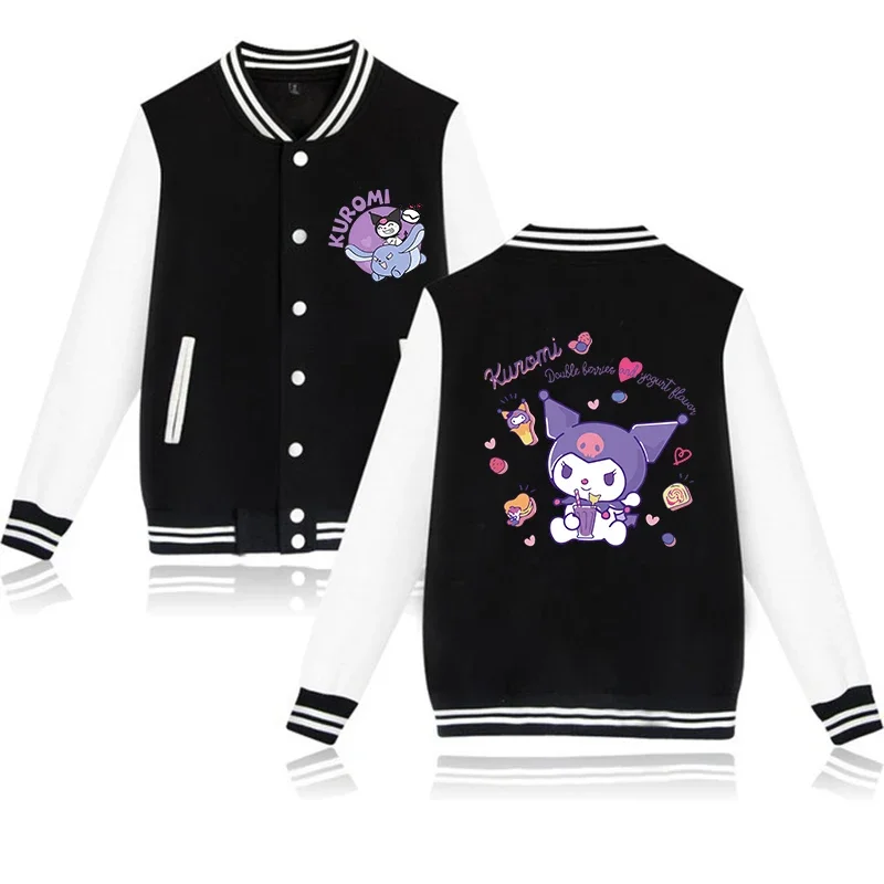 Kawaii Sanrio Kuromi Hoodie Children Baseball Jacket Men Women Sweatshirt Kids Boys Girls Harajuku Jackets Streetwear Coats