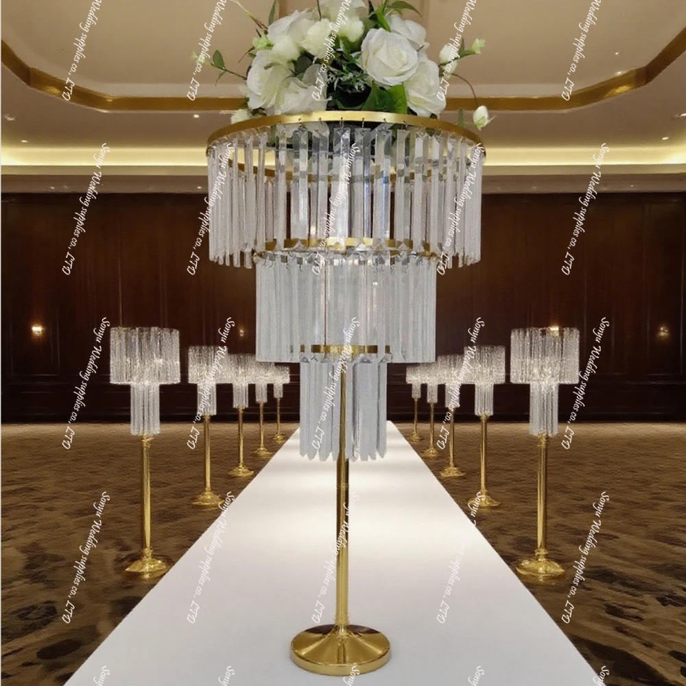 5pcs/10pcs)sliver gold)f40 Wedding decor table flower appliance ornaments acrylic crystal road lamp hotel wedding stage sign in