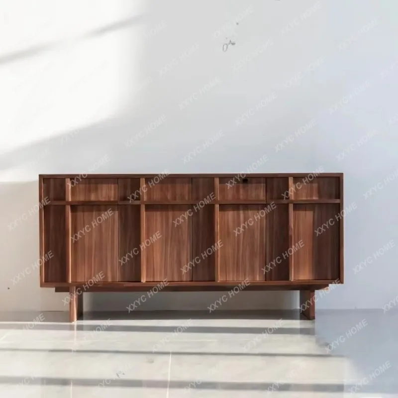 XX retro style all solid wood dining side cabinet walnut wall locker living room side cabinet modern and simple