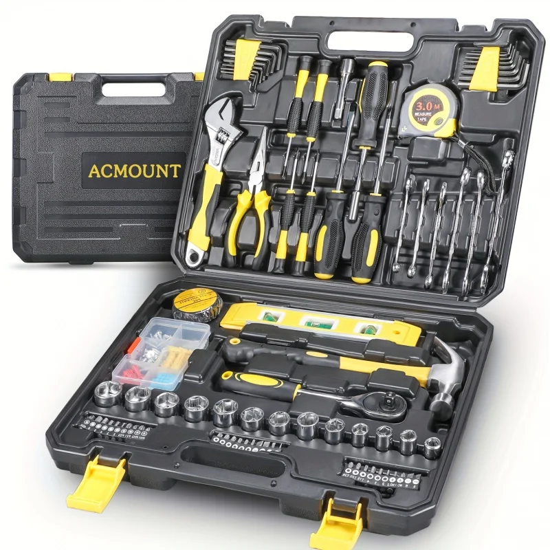 Acmount tool kit 140 piece home tool kit DIY household tool sets for home repair and maintenance