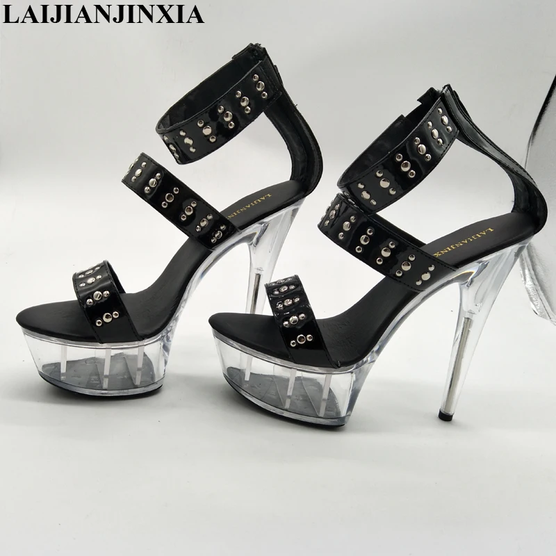 LAIJIANJINXIA New 15CM/6inches PU Upper Model Sexy Exotic High Heel Platform Party Women Sandals Pole Dance Shoes K203