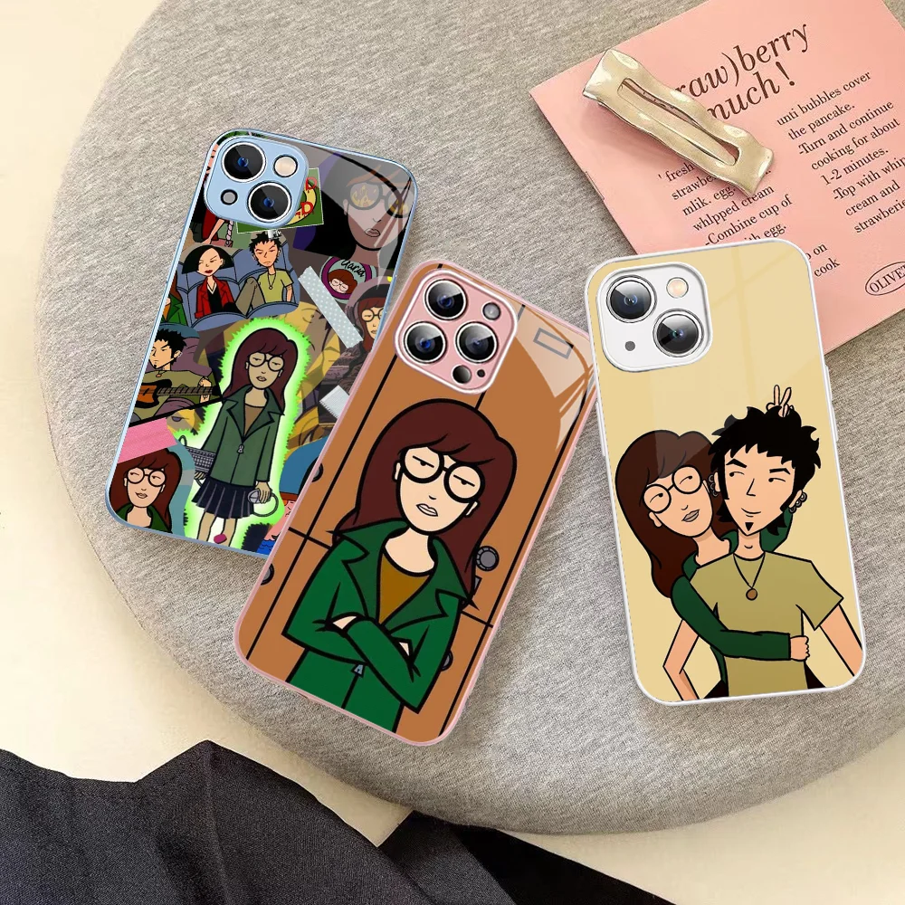 Cartoon D-Daria Phone Case Tempered Glass For iphone 14 13 12 11 Pro Mini XS MAX 14Plus X XS XR Fundas