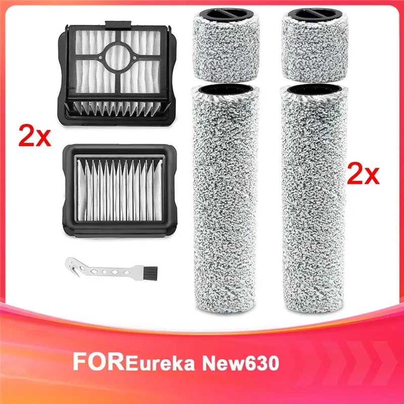 A93E-Brush Roll + Filter Accessory Set For Eureka NEW630 Vacuum Cleaner Replacement Parts, Brush Rolls + Cotton Filter