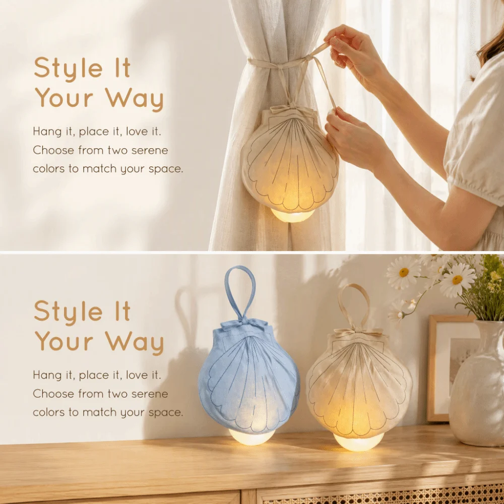 Simple Shell shape Night Light Creative USB Charging Hanging Lamp Minimalist Cute Bedside Lamp Children's Room