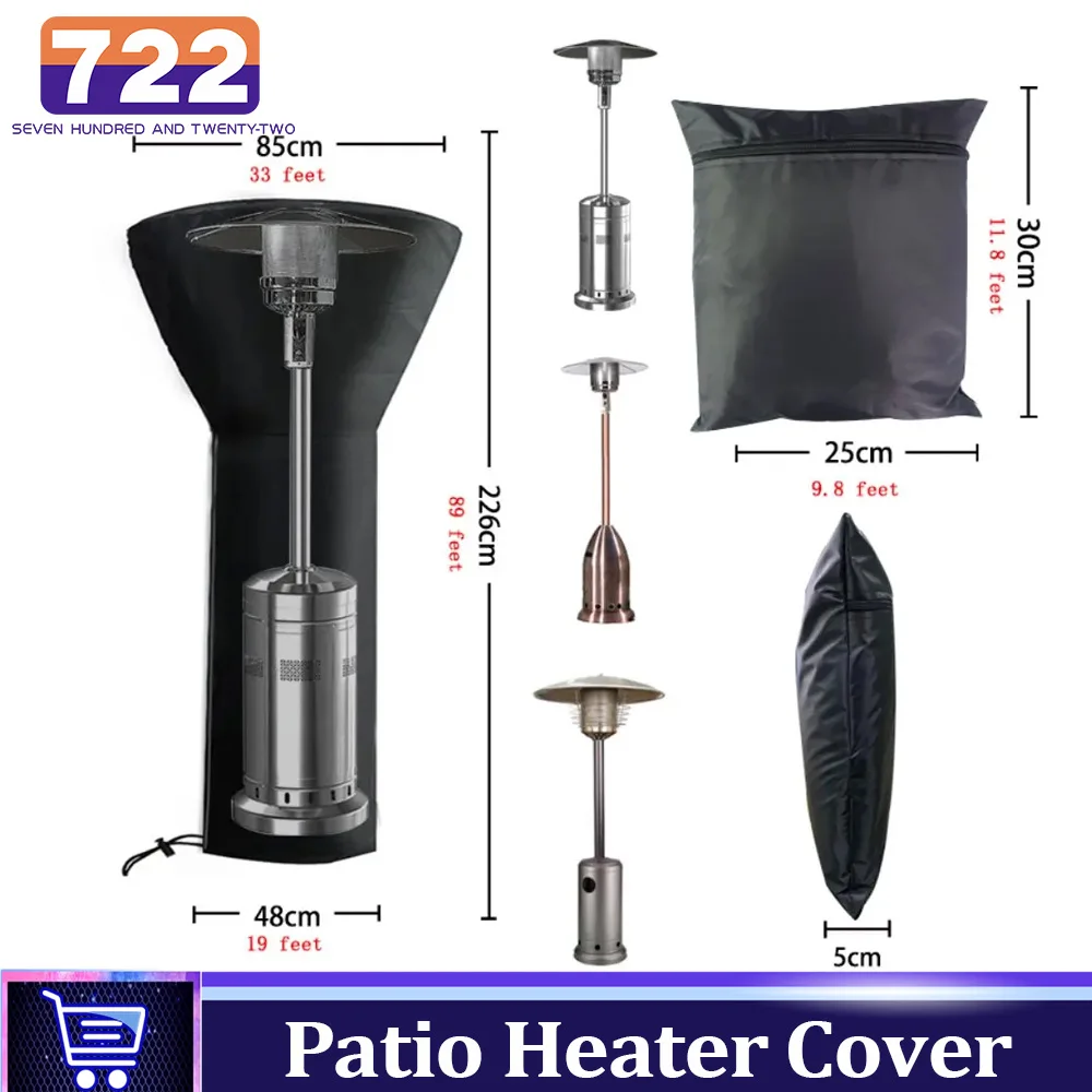 

Patio Heater Cover 210D Waterproof Dust-proof Courtyard Garden Heater Cover Outdoor Furniture All-Purpose Covers