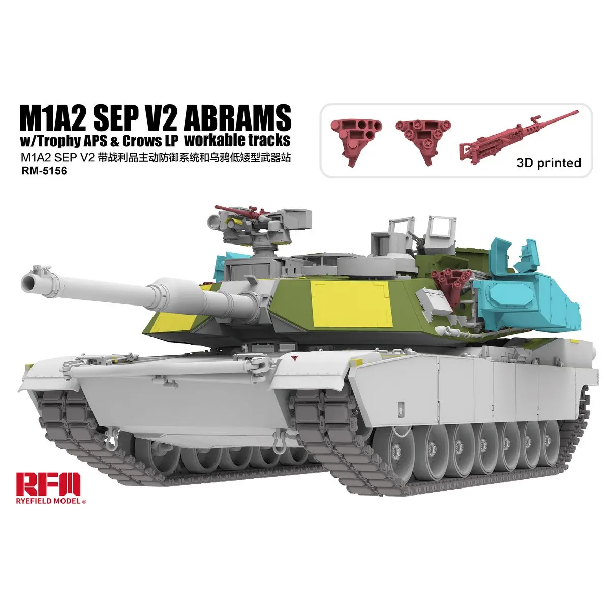 

RYEFIELD MODEL RFM RM-5156 1/35 M1A2 SEP V2 Abrams w/Trophy APS & Crows LP Workable Tracks - Scale Model Kit