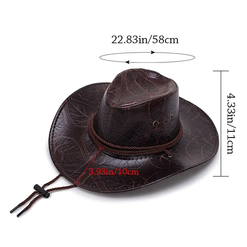 Cowboy Knight Hat Western Sun Hats Women Men Leather Caps Gentleman Jazz Vintage Cap Large Grassland Summer Autumn Visors