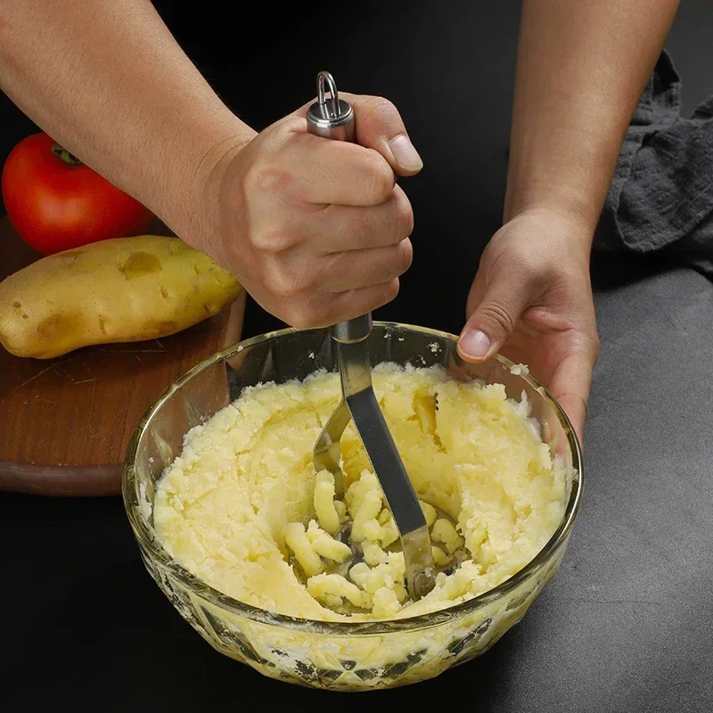 Manual Stainless Steel Potato Masher Fruit Vegetable Pressure Mud Machine Kitchen Children Food Crusher Complementary Gadget