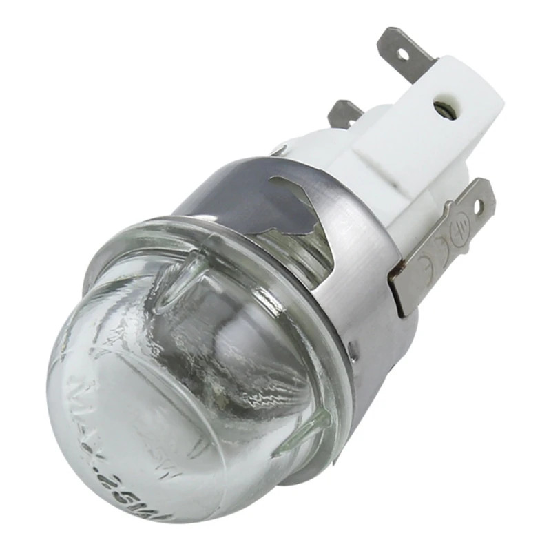 Oven Bulb Microwave Lamp w/ Base 25W Round Head/Flat Head Tempered Glass Voltage 110V / 250V Heat Temperature Resistant