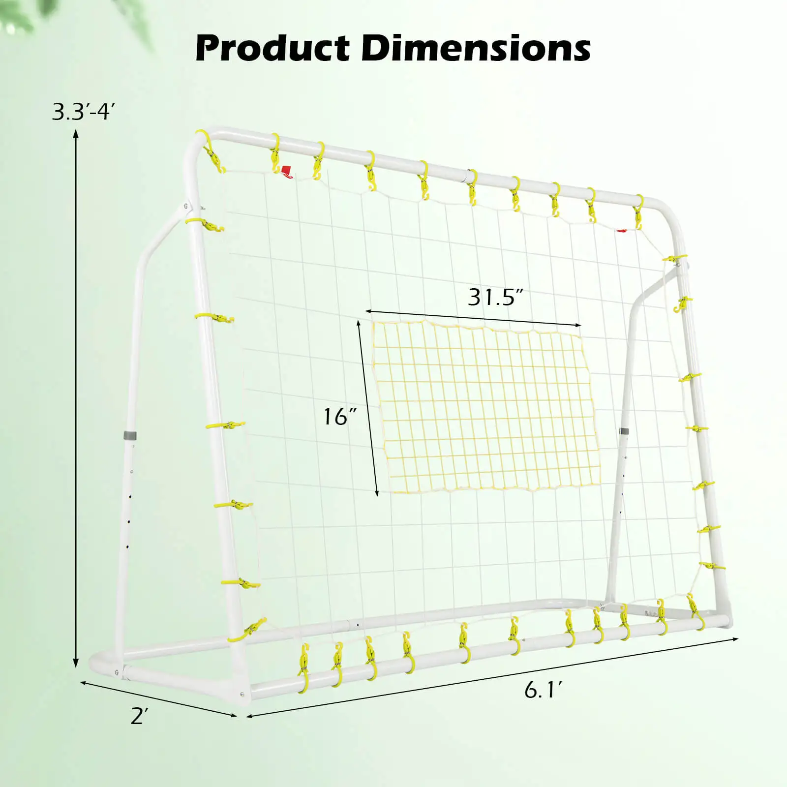 2 in 1 6.1' x 4' Versatile Soccer Rebounder w/ Shooting Auxiliary Area 4 Nails