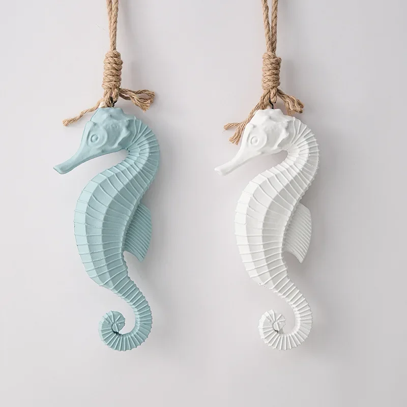 Mediterranean Wood Hippocampus Japonicus Wall Hanging Ornaments Vintage Living Room Ocean Beach Theme Restaurant Bar Wall Decor