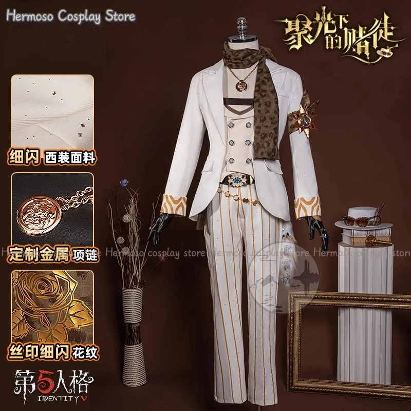 

A;3\v,7'd/Identity V Prospector Norton Campbell Cosplay Costume Wig Dazzling Lone Wolf Uniform Outfit Tail Shawl Men W6'b\7.n;8/