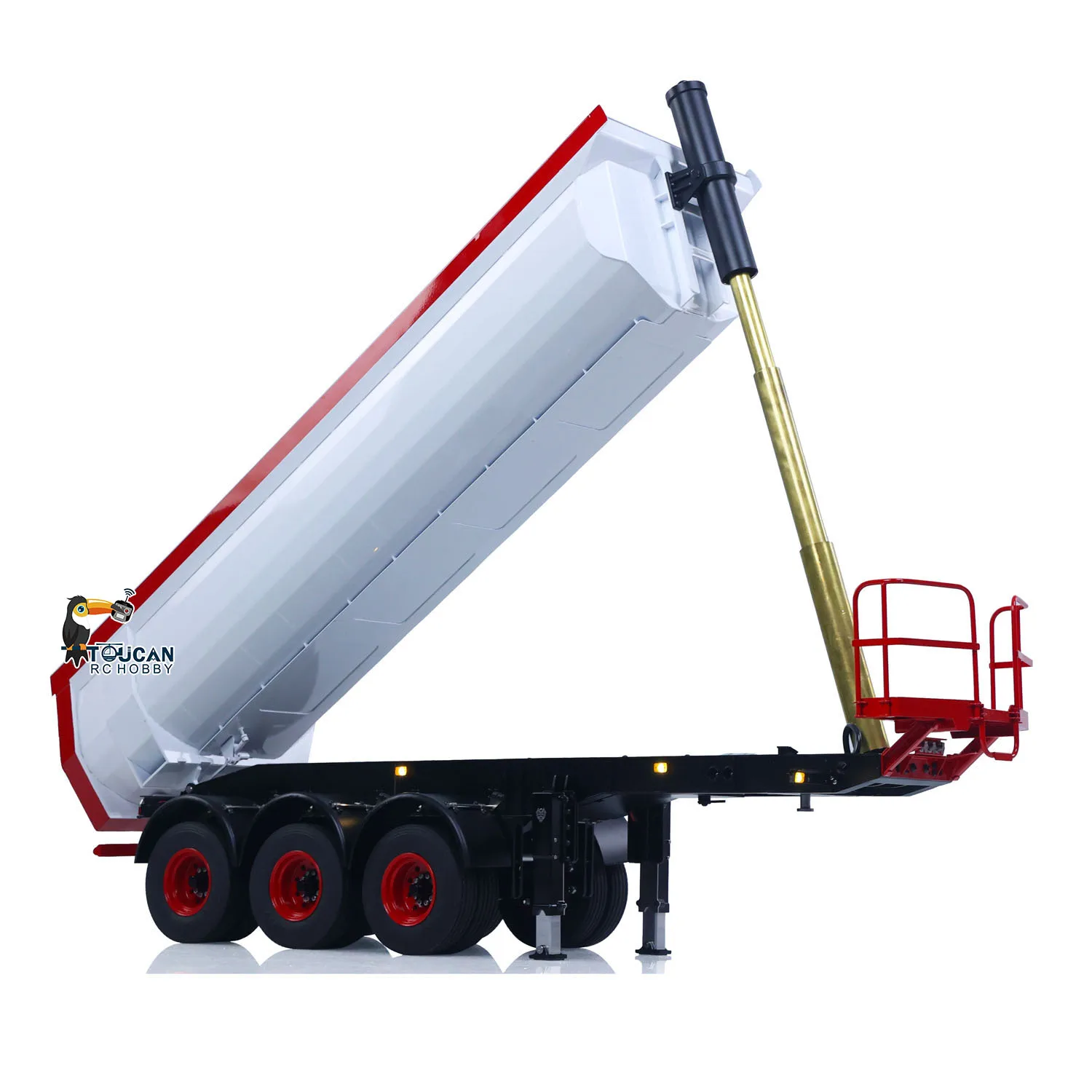 1/14 LESU معدن 3 محاور هيدروليكية تفريغ شبه مقطورة U على شكل دلو لتقوم بها بنفسك TAMIYA التحكم عن بعد جرار شاحنة نظام الإضاءة #4