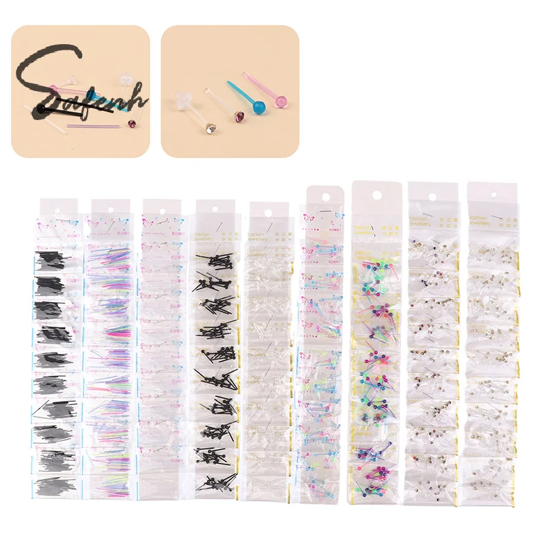 10Bags Hypoallergenic Plastic Ear Stick For Sensitive Ears Post Earrings Rhinestones Earring Retainers For Sports Work Daily