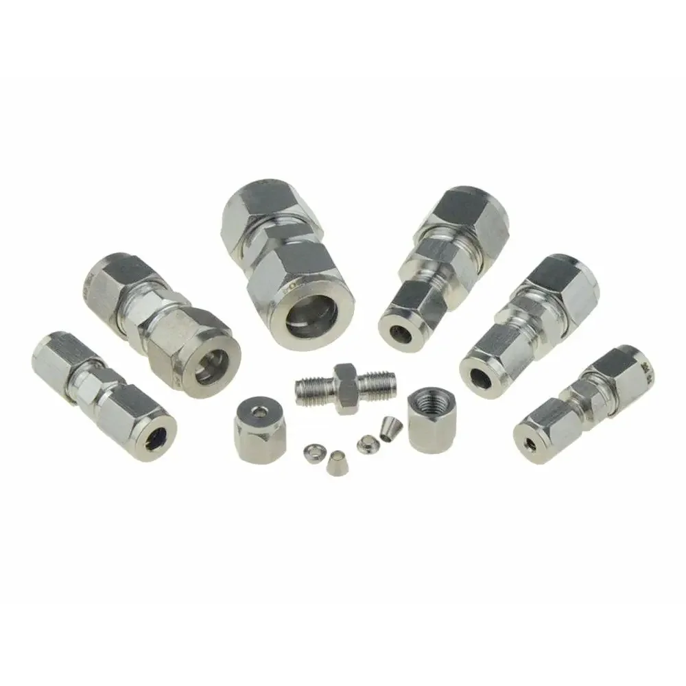 SUS 304 Compression Ferrule Pipe Fitting 6mm 8 10 12mm Conversion Adapter 1/4 1/2 Tube Stainless Steel Coupler Connector YDF-LOK