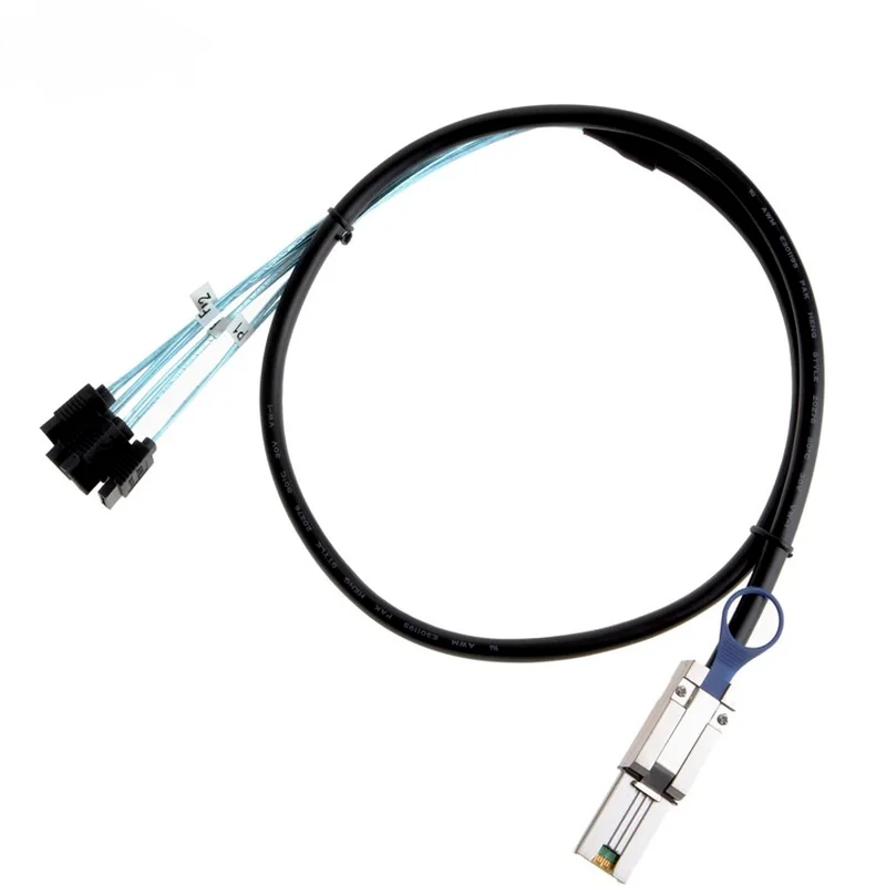 Mini SAS 26Pin SFF-8088 Male to 4 SATA 7Pin Female Hard Disk Splitter Adapter Data Cable 1m, 8088 to 4 SATA Cable