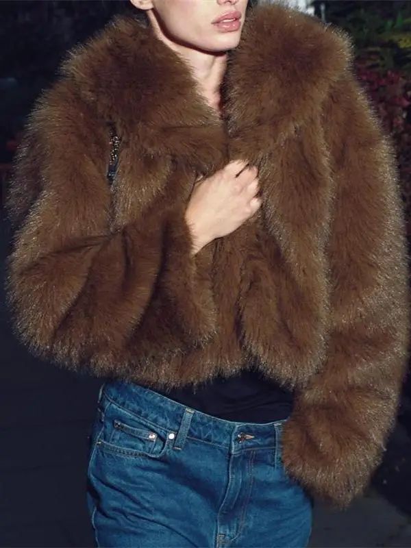 Ecologico Pelliccia Artificiale Lungo Colletto Sve Casual Jaet da Donna Inverno Nuovo Sle Or Capispalla 25-29 Anni