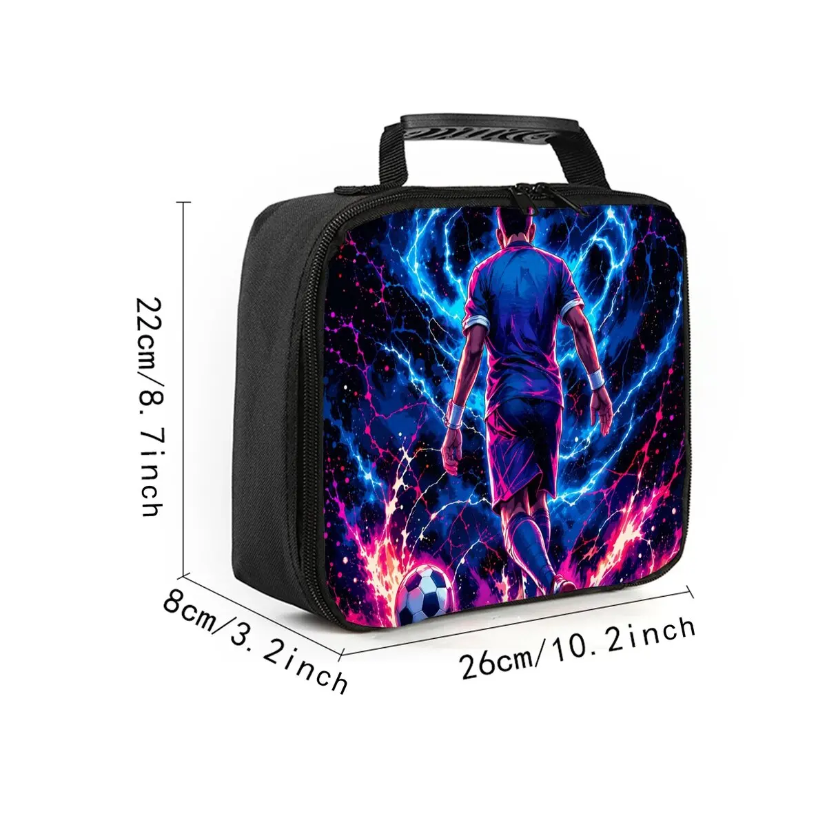 Football Print Children's Lunch Bag Best Gift for Boys Girls 2D Flat Cartoon Zipper for School Outdoor Picnics Bento