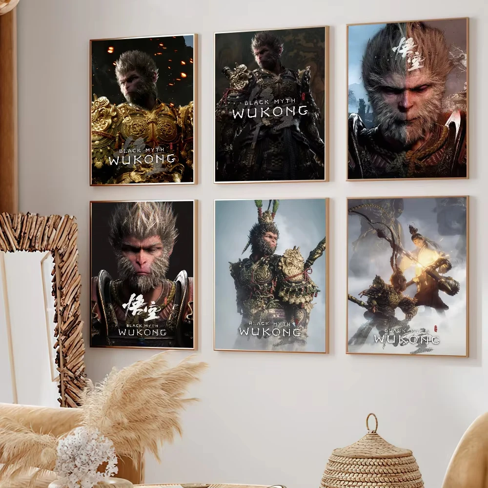 Game Black Myth W-Wukong P Poster Prints Room Decoration Wall HomePainting Self Adhesive Sticker Bedroom Living Office