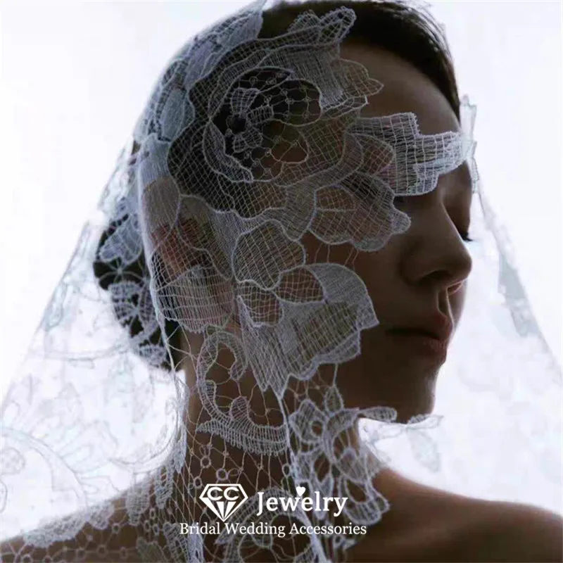 CC Bridal Veils Wedding Hair Accessories Women Hairwear Engagement Headdress Lace Edge Ivory Color Long Veil Prom Dress LA002