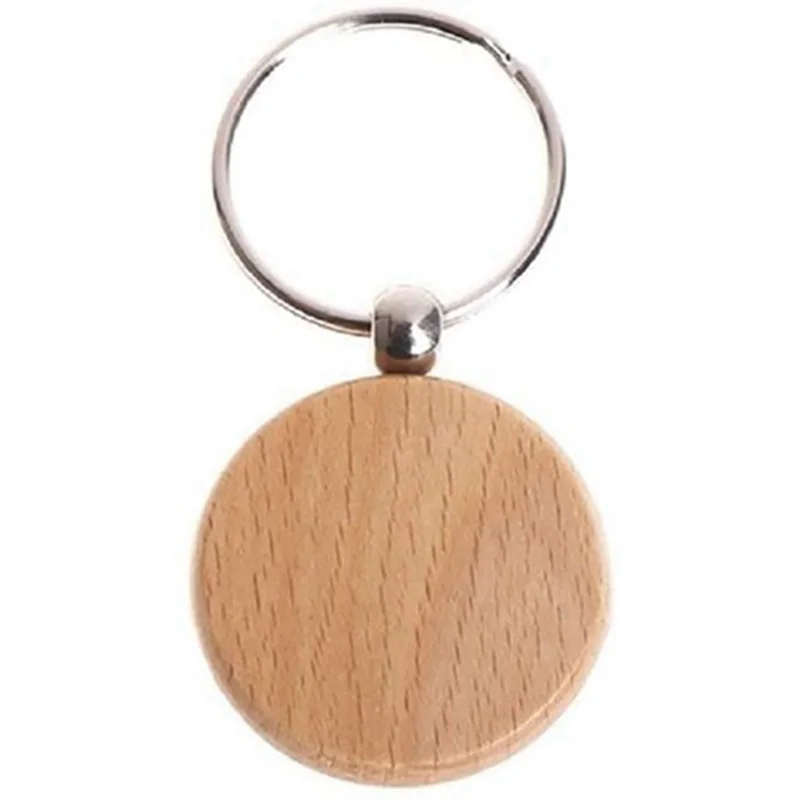 

70PCS Wood Keychain Blanks, Wood Engraving Blanks Key Chain DIY Wood Keychains For DIY Crafts-Round